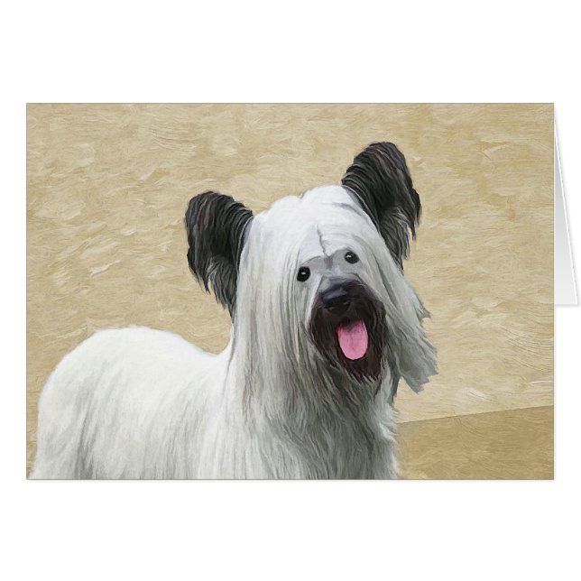 Skye Terrier Painting - Cute Original Dog Art Cards (Front Horizontal)