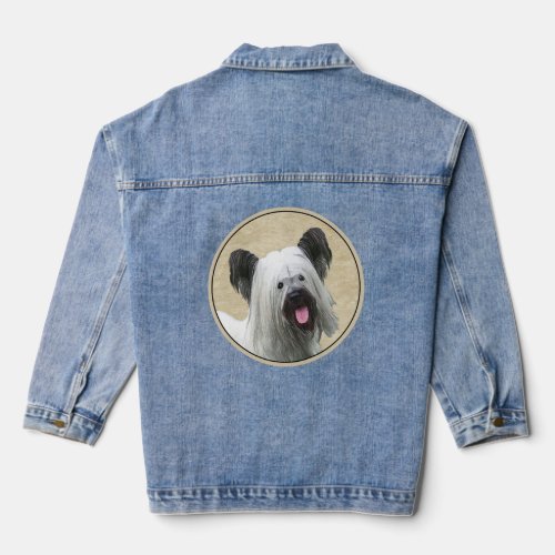 Skye Terrier Painting _ Cute Original Dog Art Denim Jacket