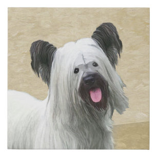 Skye Terrier Painting - Cute Original Dog Art Faux Canvas Print