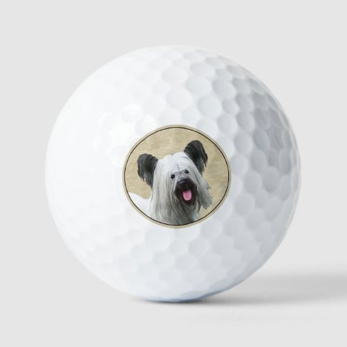 Skye Terrier Painting _ Cute Original Dog Art Golf Balls