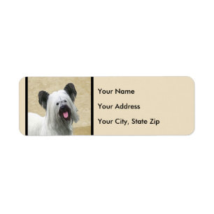 Skye Terrier Painting - Cute Original Dog Art Label