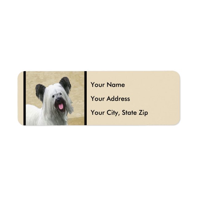 Skye Terrier Painting - Cute Original Dog Art Label (Front)