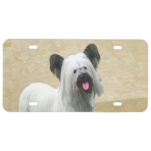 Skye Terrier Painting - Cute Original Dog Art License Plate