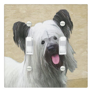 Skye Terrier Painting - Cute Original Dog Art Light Switch Cover