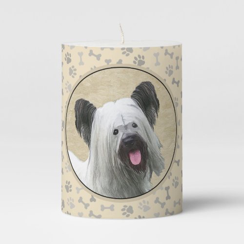 Skye Terrier Painting _ Cute Original Dog Art Pillar Candle