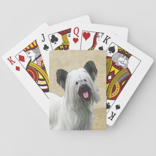 Skye Terrier Painting _ Cute Original Dog Art Playing Cards