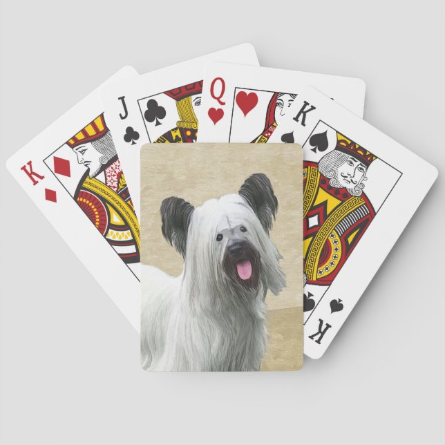 Skye Terrier Painting - Cute Original Dog Art Poker Cards (Back)