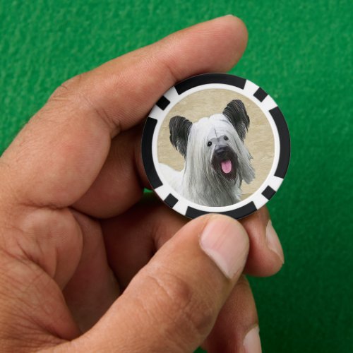 Skye Terrier Painting _ Cute Original Dog Art Poker Chips