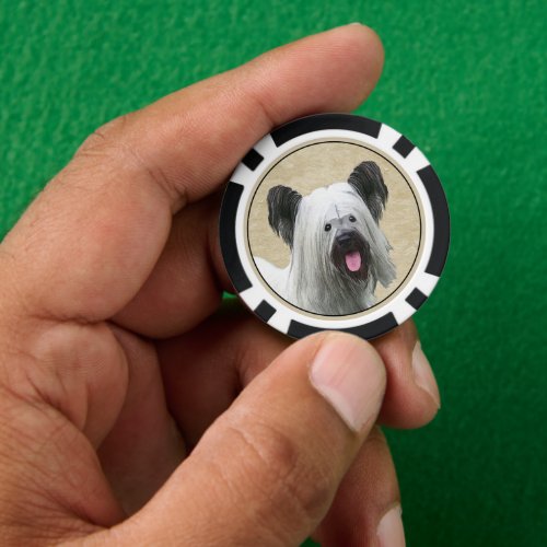 Skye Terrier Painting _ Cute Original Dog Art Poker Chips
