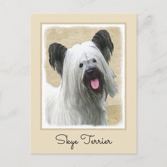 Skye Terrier Painting - Cute Original Dog Art Postcard (Front)