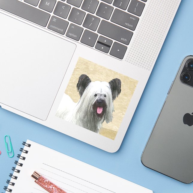 Skye Terrier Painting - Cute Original Dog Art Sticker (Laptop w/ iPhone)