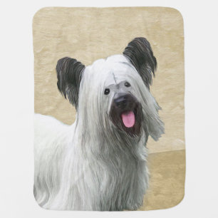 Skye Terrier Painting - Cute Original Dog Art Swaddle Blanket