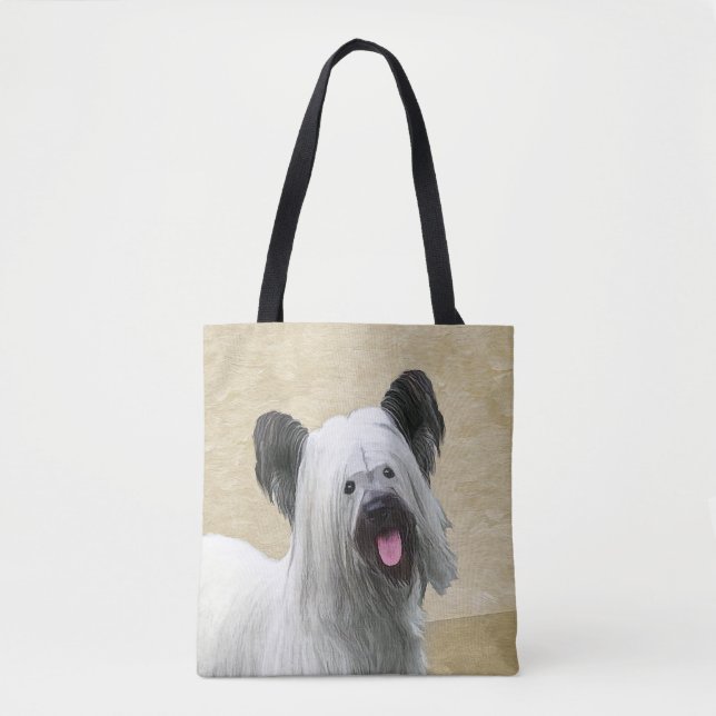 Skye Terrier Painting - Cute Original Dog Art Tote Bag (Front)