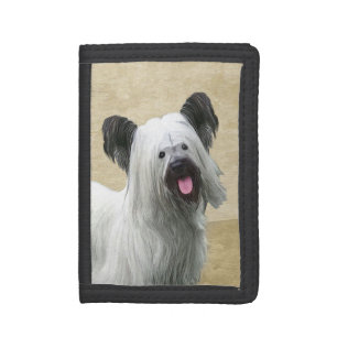 Skye Terrier Painting - Cute Original Dog Art Tri-fold Wallet