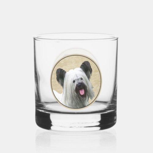 Skye Terrier Painting _ Cute Original Dog Art Whiskey Glass