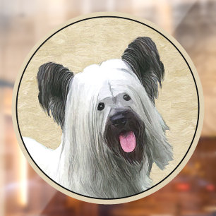 Skye Terrier Painting - Cute Original Dog Art Window Cling