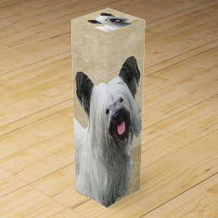 Skye Terrier Painting - Cute Original Dog Art Wine Box