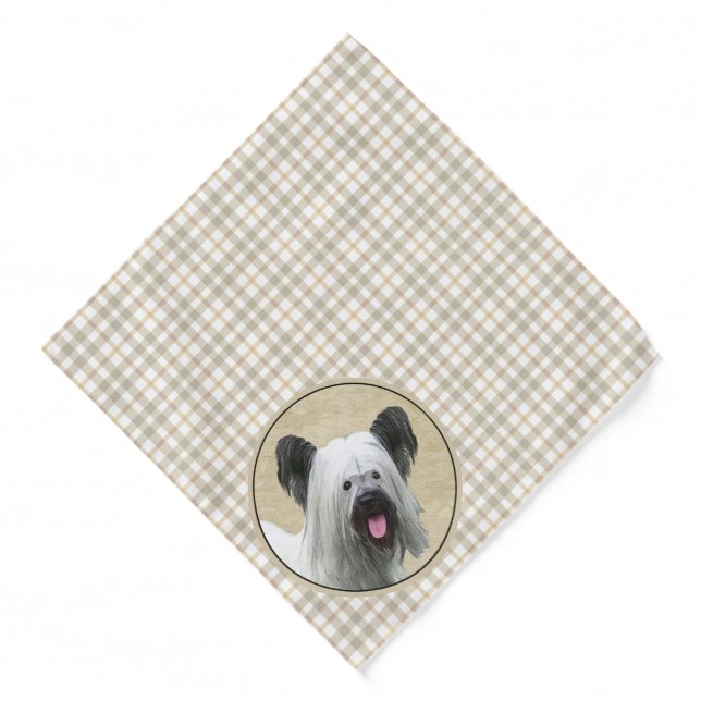 Skye Terrier Painting Silver Grey Original Dog Art Bandana (Front)