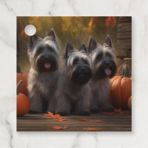 Skye Terrier Puppy Autumn Delight Pumpkin  Favor Tags