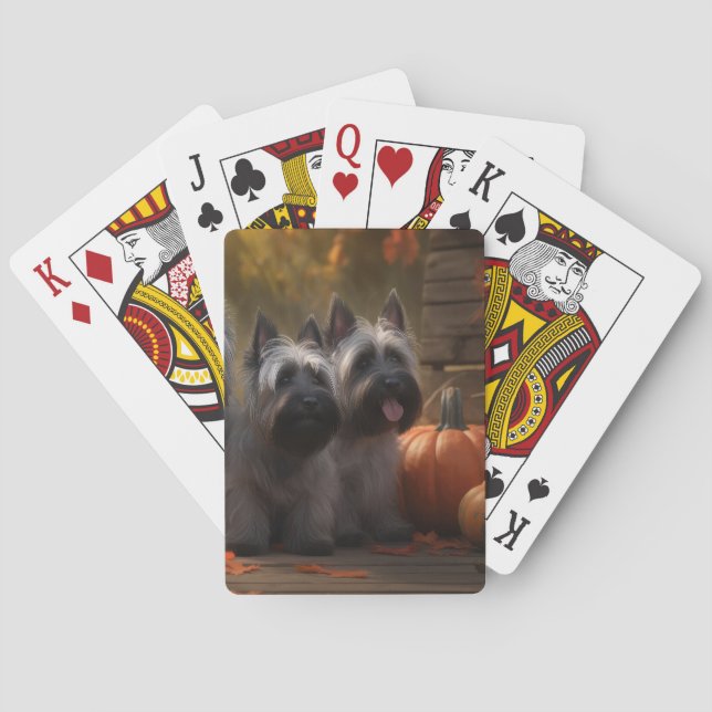 Skye Terrier Puppy Autumn Delight Pumpkin  Poker Cards (Back)