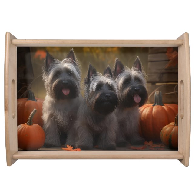 Skye Terrier Puppy Autumn Delight Pumpkin  Serving Tray (Front)
