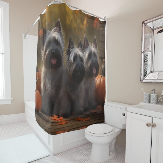 Skye Terrier Puppy Autumn Delight Pumpkin  Shower Curtain (In Situ)