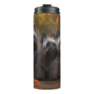 Skye Terrier Puppy Autumn Delight Pumpkin Thermal Tumbler