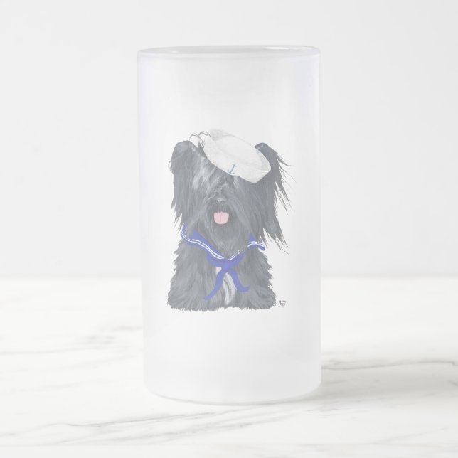 Skye Terrier Sailor Frosted Glass Beer Mug (Center)