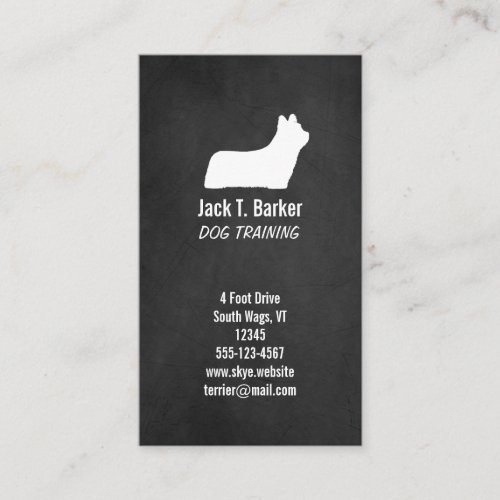 Skye Terrier Silhouette Chalkboard Style Verticle Business Card