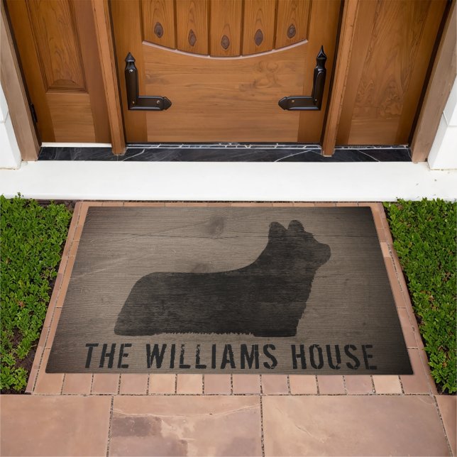 Skye Terrier Silhouette Rustic Style Personalized Doormat (Outdoor)