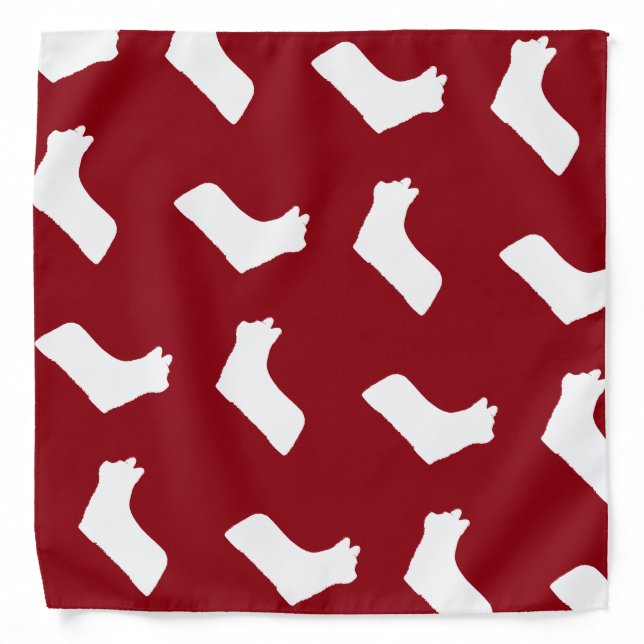 Skye Terrier Silhouettes Pattern Red Bandana (Front)