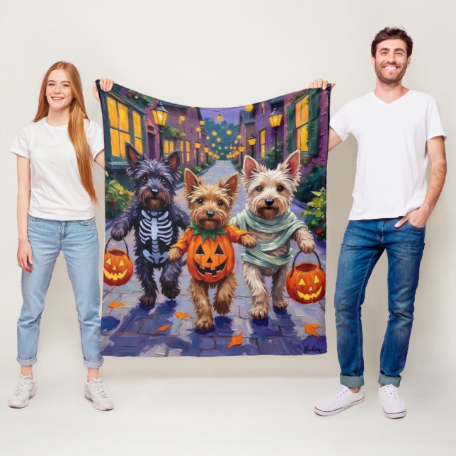 Skye Terrier Trick-or-Treating Halloween Costumes Fleece Blanket (In Situ)