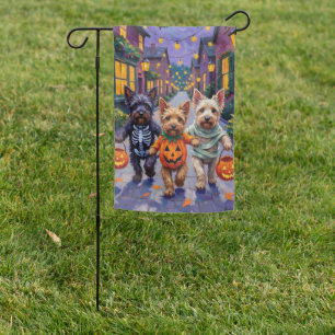 Skye Terrier Trick-or-Treating Halloween Costumes Garden Flag