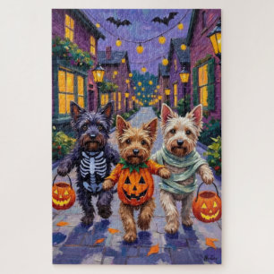Skye Terrier Trick-or-Treating Halloween Costumes Jigsaw Puzzle