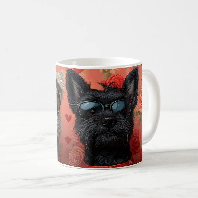 Skye Terrier with Heart Roses Valentine's Day Coffee Mug (Front Right)