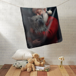 Skye Terrier With Santa Claus Festive Christmas Baby Blanket