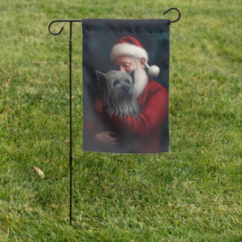 Skye Terrier With Santa Claus Festive Christmas Garden Flag