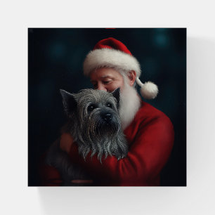 Skye Terrier With Santa Claus Festive Christmas Paperweight