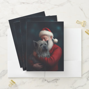 Skye Terrier With Santa Claus Festive Christmas Pocket Folder