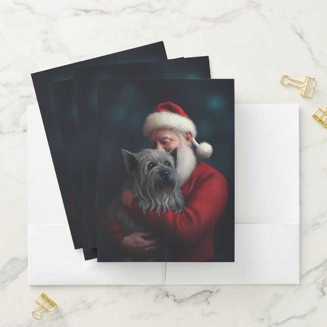 Skye Terrier With Santa Claus Festive Christmas Pocket Folder (In Situ)