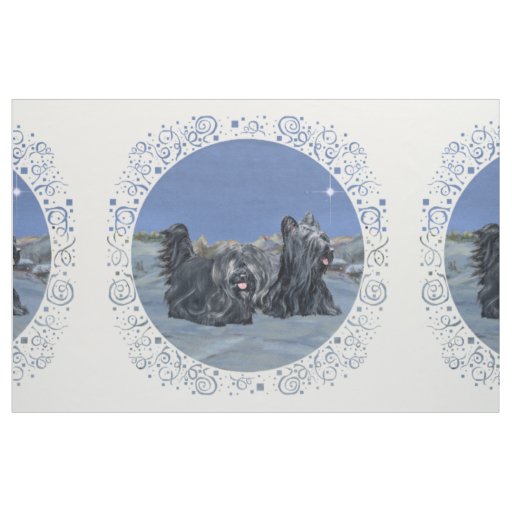 Skye Terriers Winter Blue Fabric