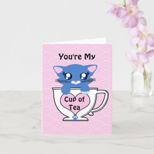 Skye Toon Kitten Hearts Youre My Cup of Tea Card