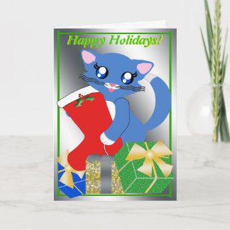 Skye Toon Kitten Holiday Stocking Card