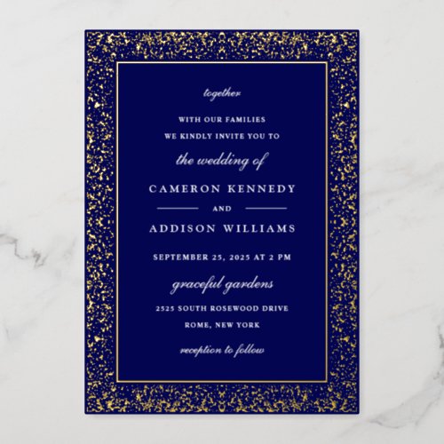 SKYLAR _ Elegant Navy and Gold Wedding Invitation Foil Invitation