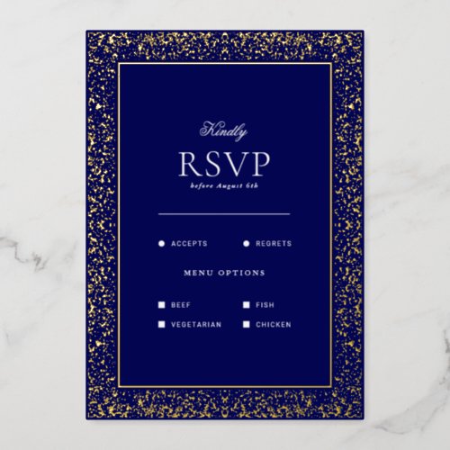 SKYLAR _ Gold Foil and Navy Meal Choice RSVP Card