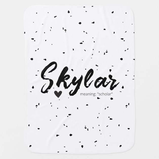 Skylar Name Reveal Meaning Minimal Modern Text Baby Blanket (Front)