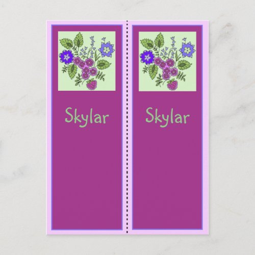 Skylar Personalized Bookmark Postcard