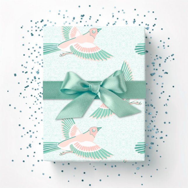 Skylark in Teal and Flamingo Wrapping Paper (Creator Uploaded)