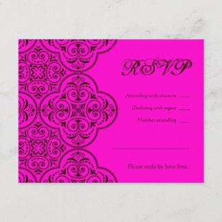 Skyler Bat Mitzvah RSVP Pink Brown Sweet 16 Card