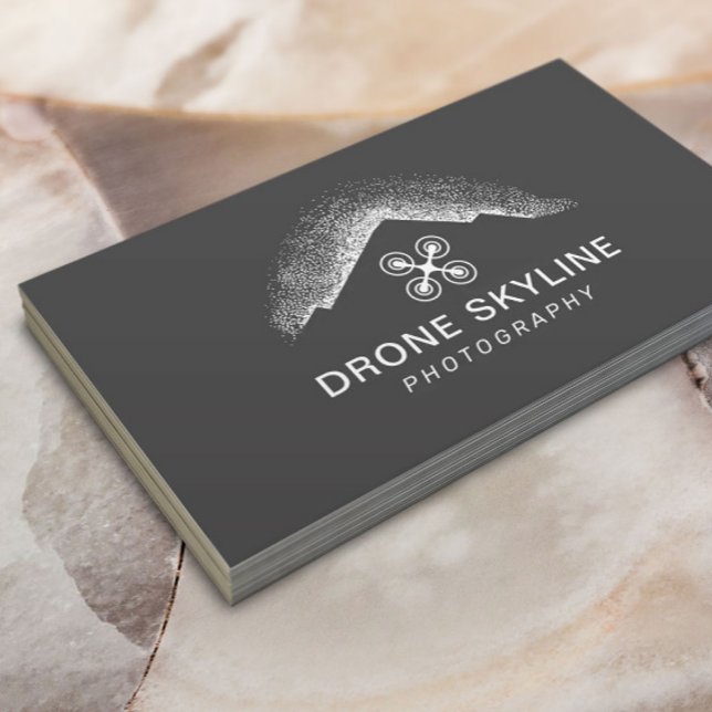Skyline Aerial Video & Photography Modern Gray Business Card (Creator Uploaded)